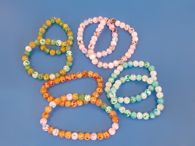 Gwenda has also made these very colourful beaded bracelets 